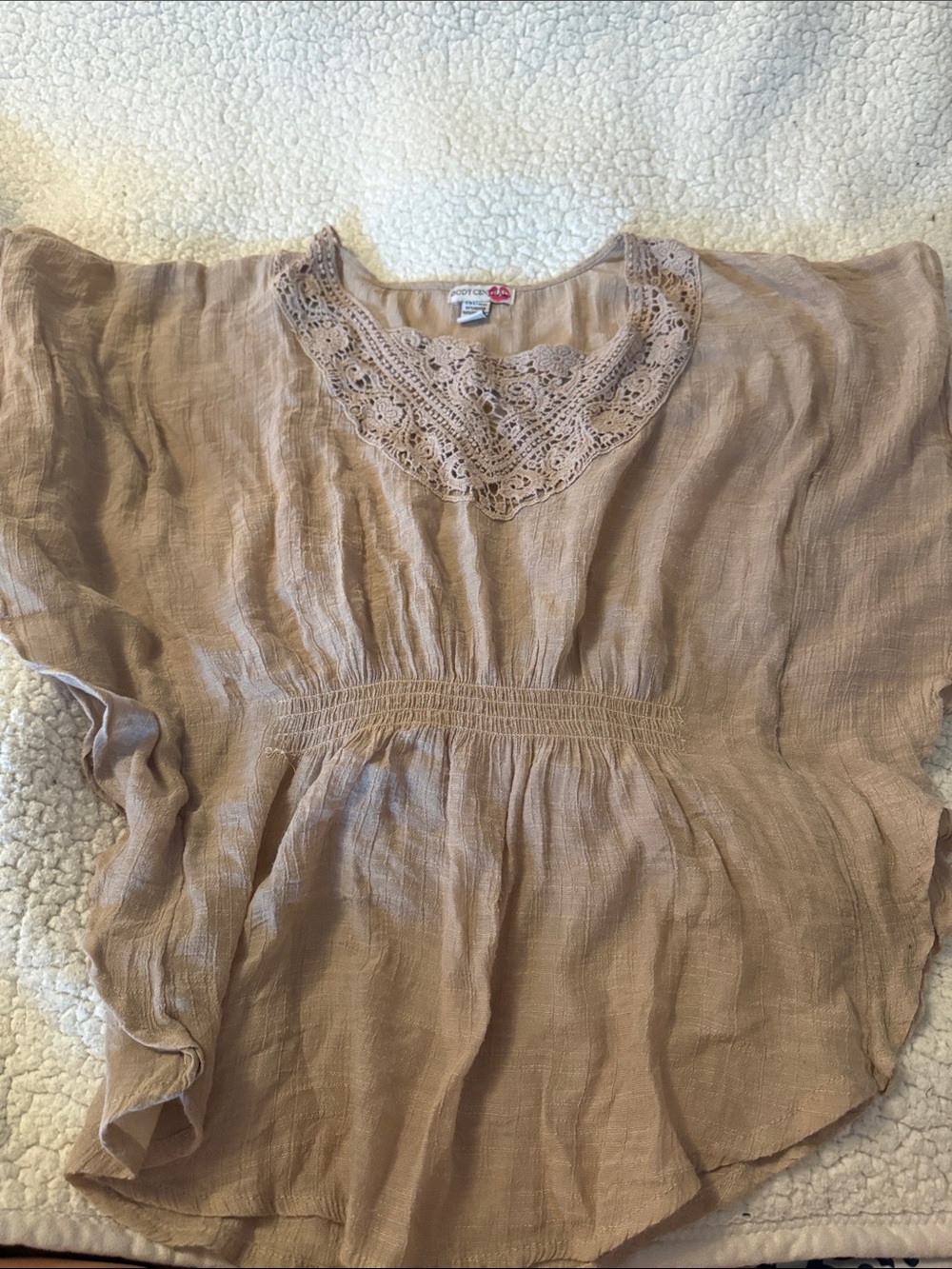 Body Central Lace-Trim Taupe Boho Tunic
